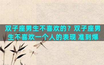 双子座男生不喜欢的？双子座男生不喜欢一个人的表现 准到爆